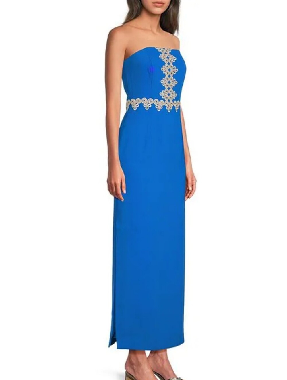 NWT Lilly Pulitzer Kristella Crepe Back Satin Strapless Lace Trim Maxi Dress 6 - Picture 3 of 11